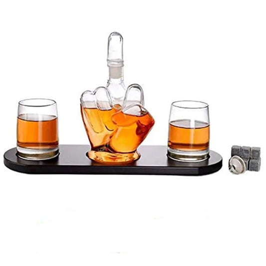 The Wine Savant Middle Finger Decanter Novelty Whiskey & Wine Decanter Set