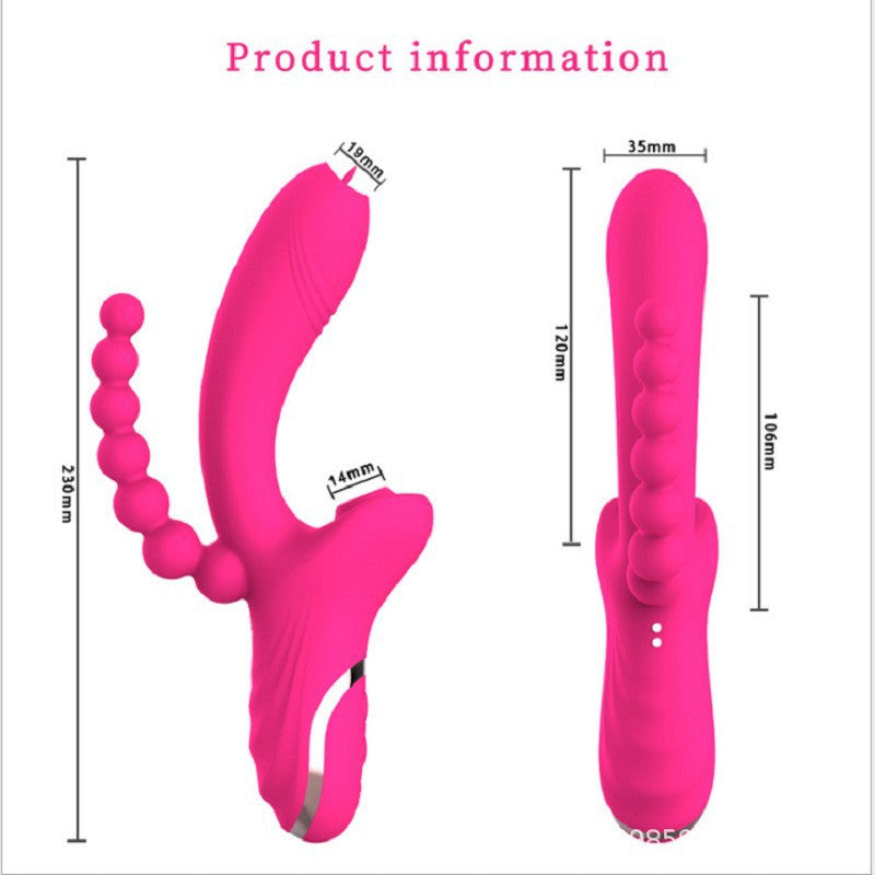 New Rose Vibrator Second-Generation 3-In-1 Tongue Licking And Sucking Vibrator Female Masturbation Sex Double-Headed Stick