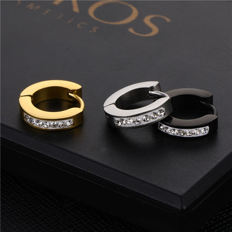 Stainless steel ear buckle jewelry, titanium steel inlaid diamond ear bone buckle earrings