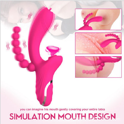 New Rose Vibrator Second-Generation 3-In-1 Tongue Licking And Sucking Vibrator Female Masturbation Sex Double-Headed Stick