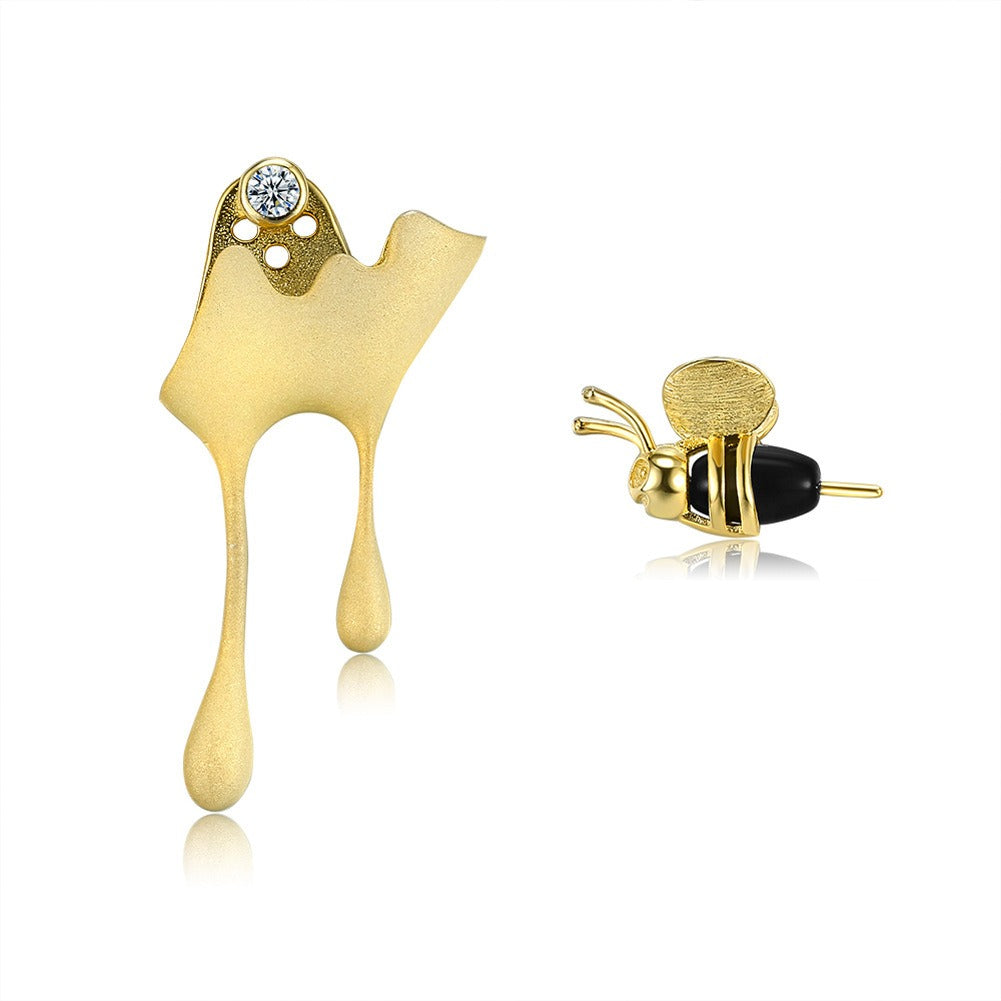 Honey drop asymmetric sterling silver earrings