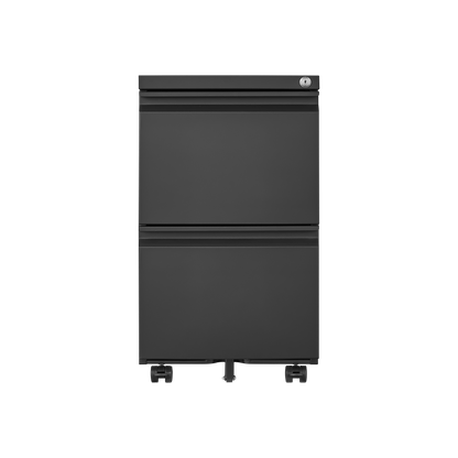 Metal 2 drawer mobile file cabinet with lock, 25.6-inch high legal/letter size file storage cabinet  black