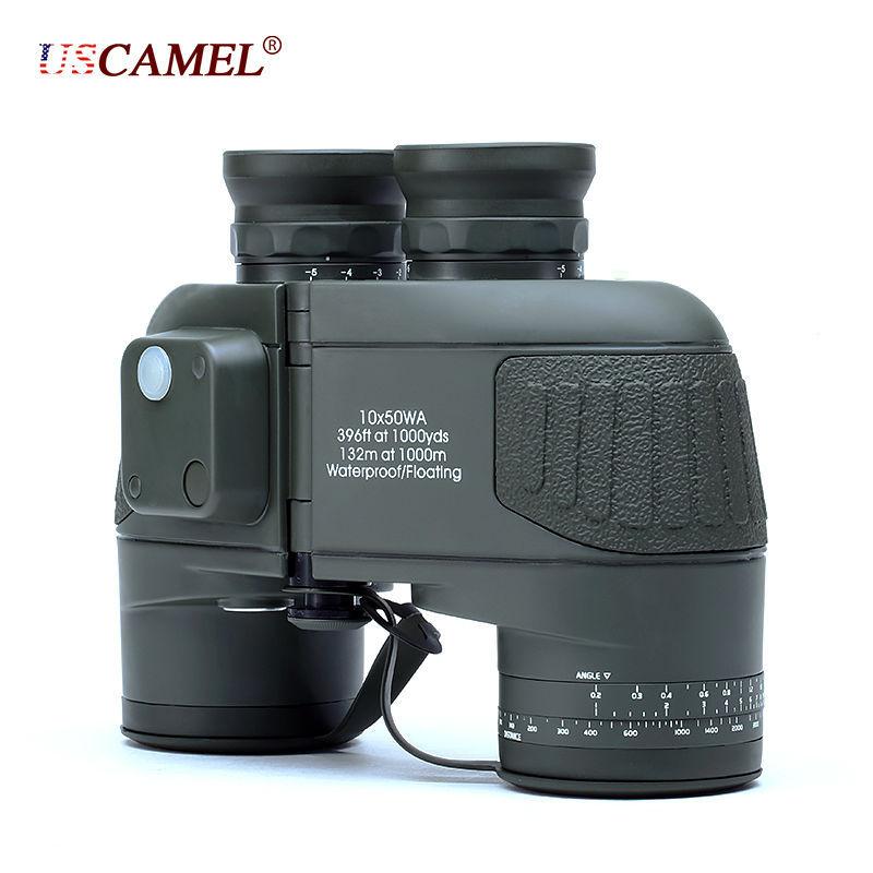 USCAMEL Military 10x50 HD Marine Binoculars Zoom Rangefinder Compass Telescope Eyepiece Waterproof Nitrogen Army Green