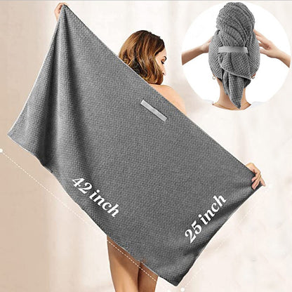 Large women's dry hair towel, ultra-fine fiber wrapped with elastic band, anti frizzy wet hair, quick drying headscarf, hair tow