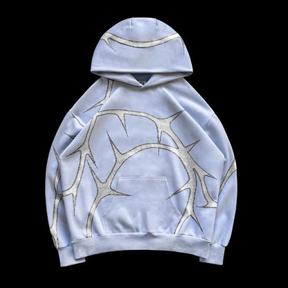 New men's and women's street hoodie set with hot diamond zippers, European and American hoodies