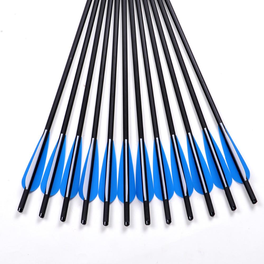 Musen 12Pcs 17 Archery Hunting Crossbow Bolt Carbon Arrow With 4 Vanes Crossbow Arrow Broadheads for Shooting Archery