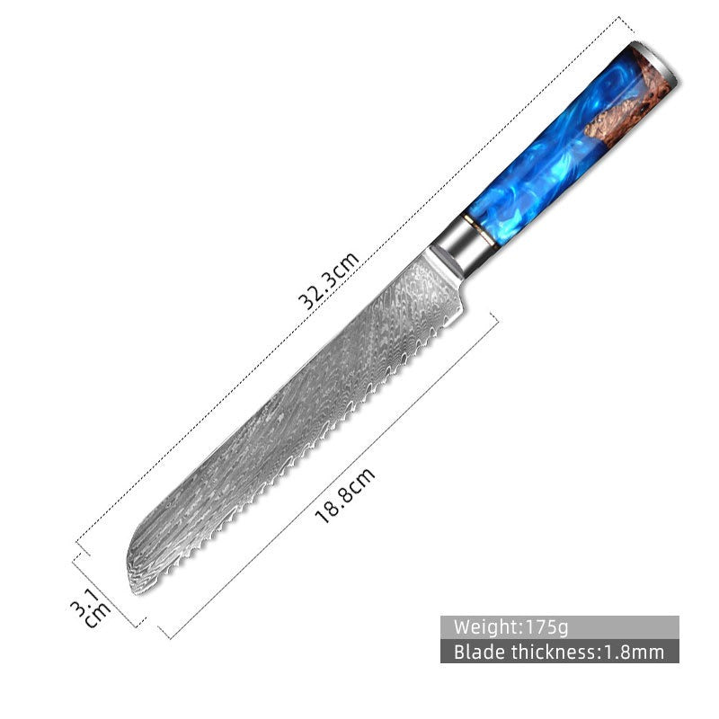 Hot Selling 67 Layers Damascus Steel Kitchen Chef santoku slicing bread cleaver butcher utility paring Knife Set