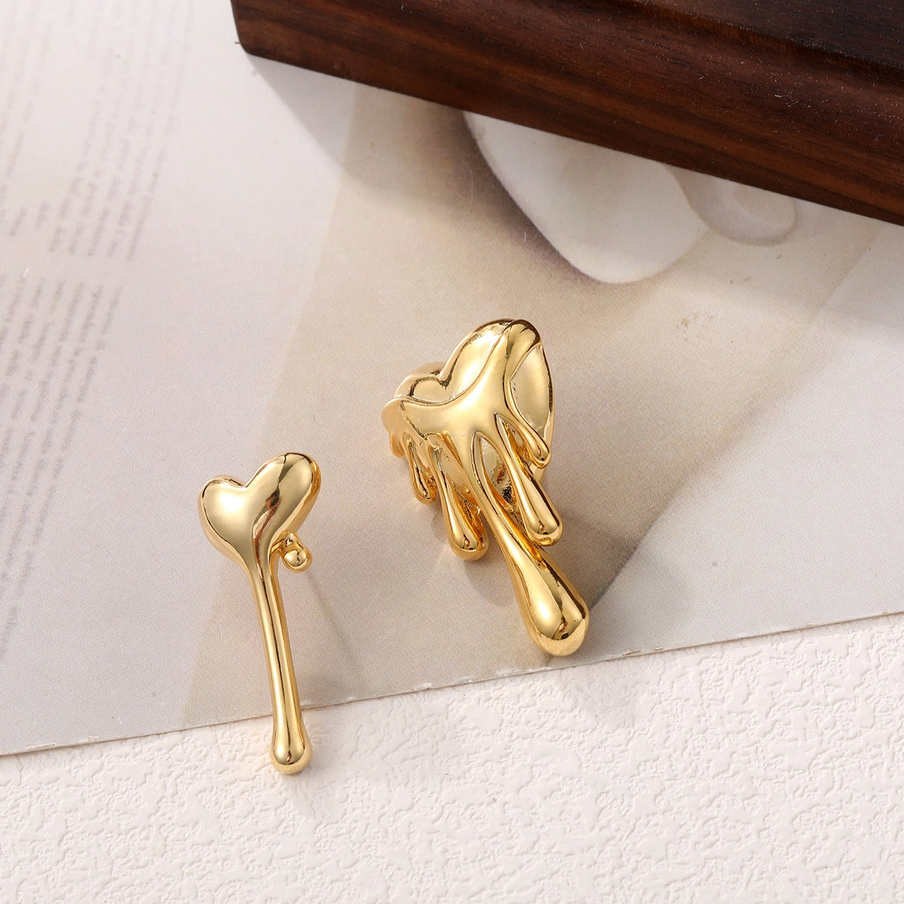 European and American retro love melting earrings high-end earrings jewelry