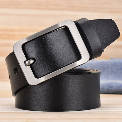 Men's belt pure leather pin buckle men's denim simple retro casual versatile genuine leather pants belt