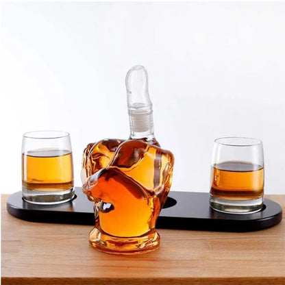 The Wine Savant Middle Finger Decanter Novelty Whiskey & Wine Decanter Set