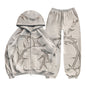 New men's and women's street hoodie set with hot diamond zippers, European and American hoodies