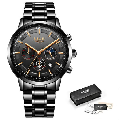 LIGE Sport Quartz Clock Mens Watches Top Brand Luxury Business Waterproof Watch