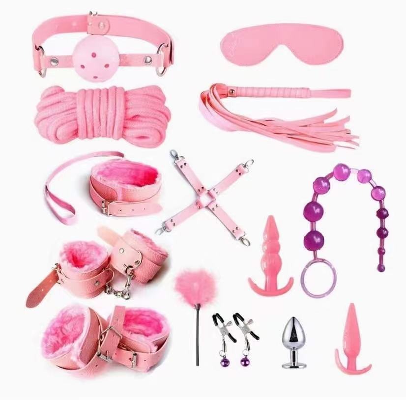 Leather Goods Plush 14-Piece Set Erotic Adult Bondage Rear Anal Plug