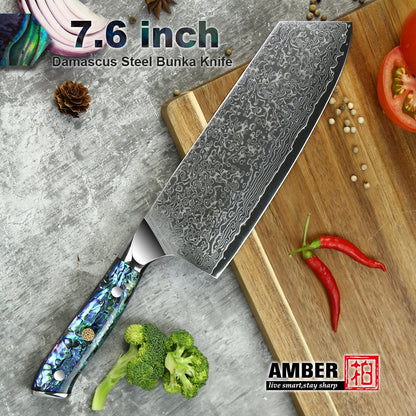 Professional Damascus VG 10 Steel Core 67 layers stainless steel Abalone handle kitchen knives set