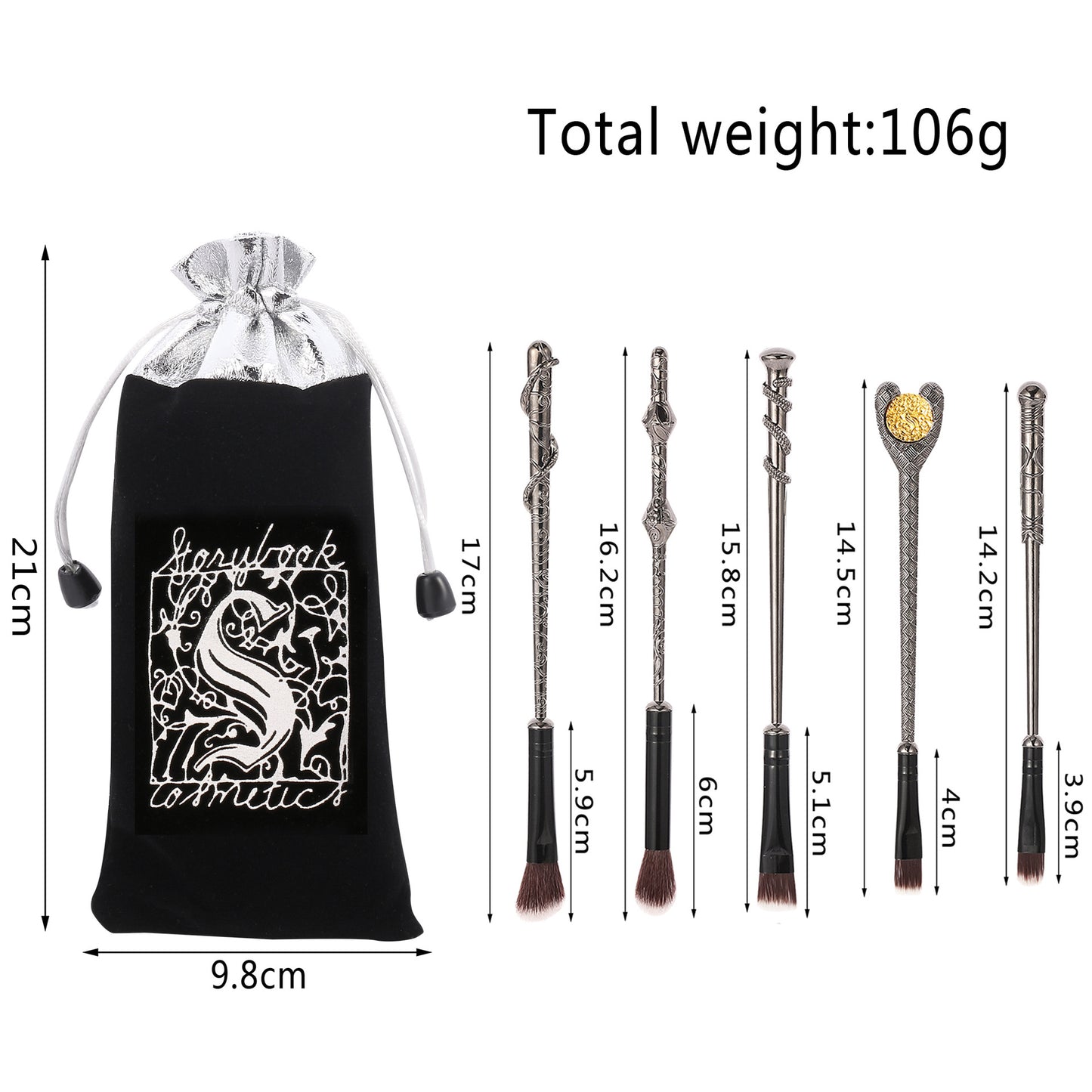 Harry Potter Metal Rod Makeup Brush Metal Wand Hermione Dumbledore Magic Wand