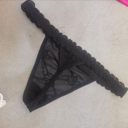 DIY metal rhinestone letter thong for women's sexy and playful lace underwear