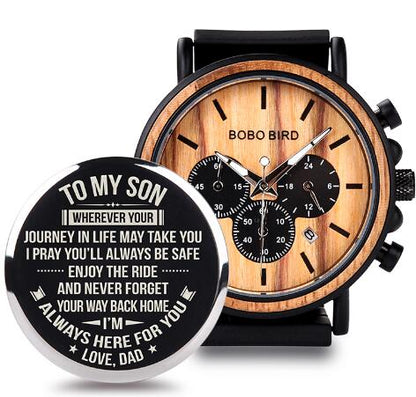 Men Watch Engrave Personal Engraving free Family Birthday Gift for Son Dad Husband Quartz Wristwatches Male Wristwatch Logo