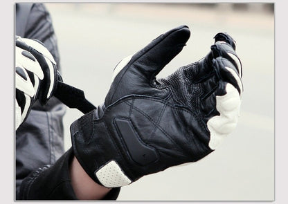 Motorcycle Gloves black Racing Genuine Leather Motorbike white Road Racing Team Glove men summer winter