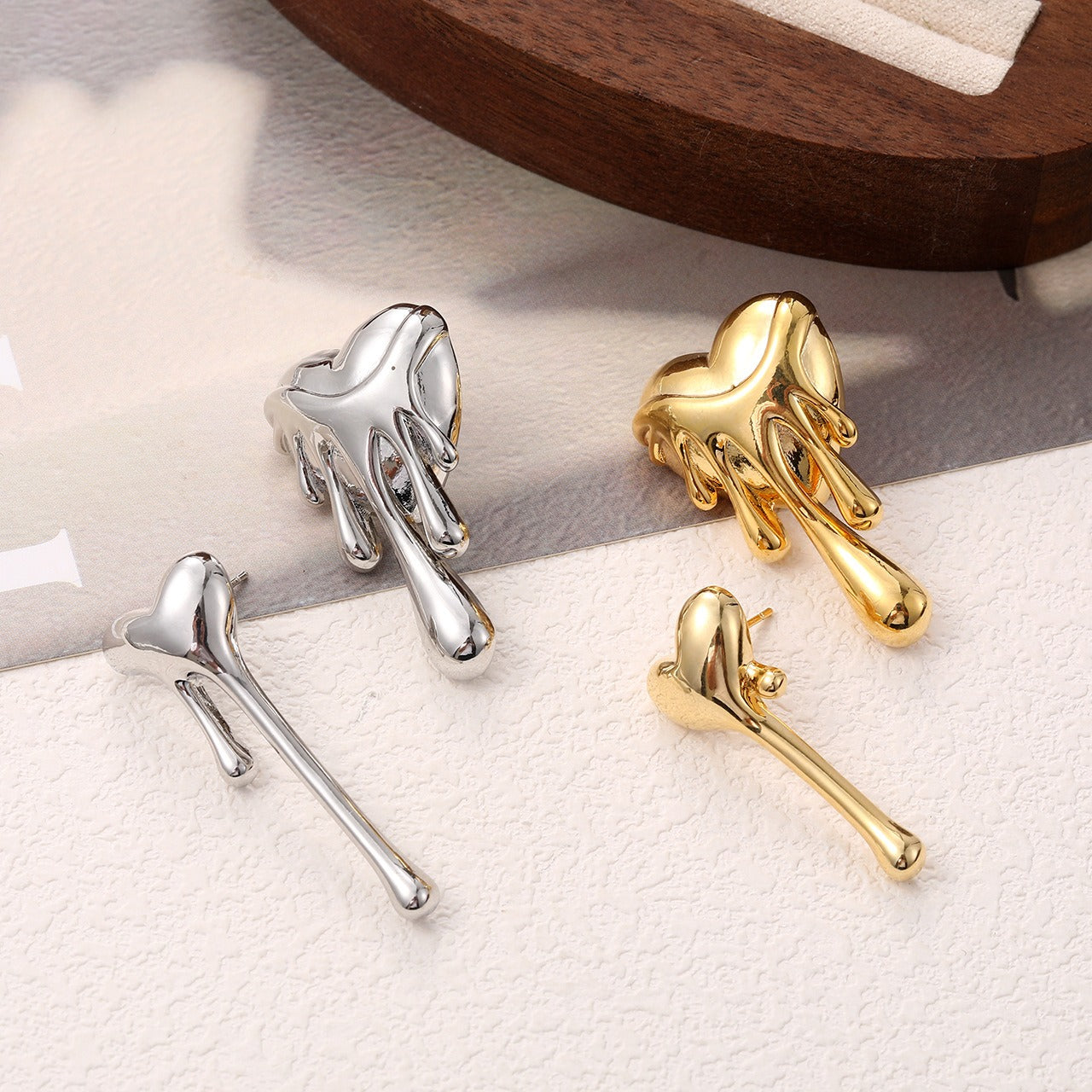 European and American retro love melting earrings high-end earrings jewelry