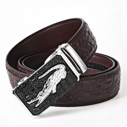 Belt men's genuine leather belt men's cowhide automatic buckle belt head men's wide crocodile leather pattern