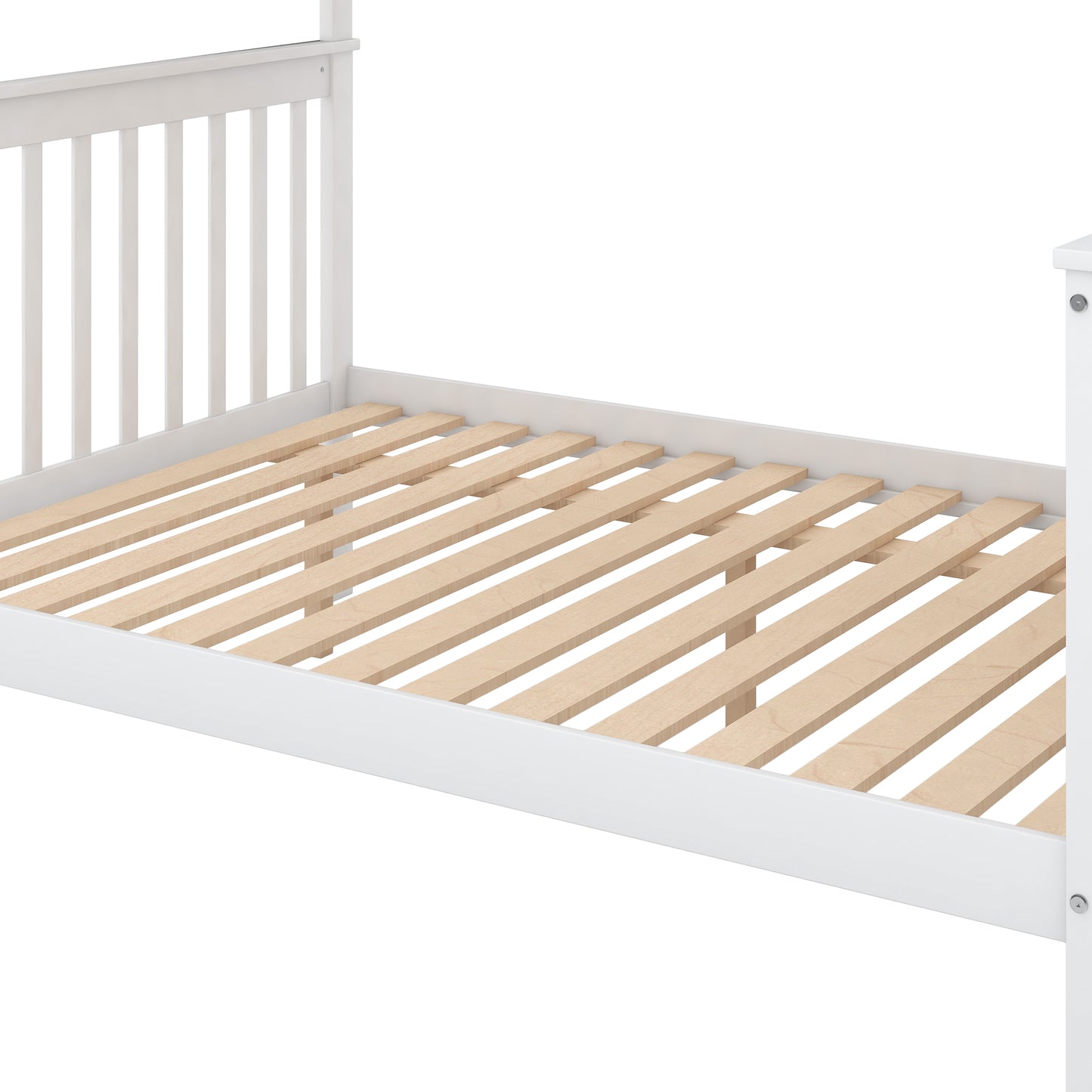 Twin over Full Bunk Bed with Trundle and Staircase White