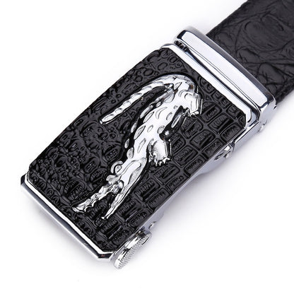 Belt men's genuine leather belt men's cowhide automatic buckle belt head men's wide crocodile leather pattern