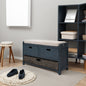 TREXM Storage Bench with Removable Basket and 2 Drawers, Fully Assembled Shoe Bench with Removable Cushion (Navy)