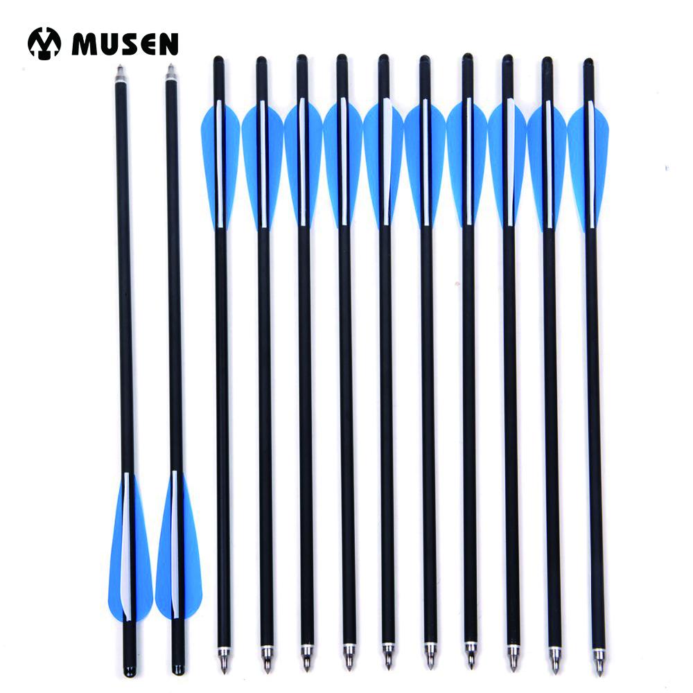 Musen 12Pcs 17 Archery Hunting Crossbow Bolt Carbon Arrow With 4 Vanes Crossbow Arrow Broadheads for Shooting Archery