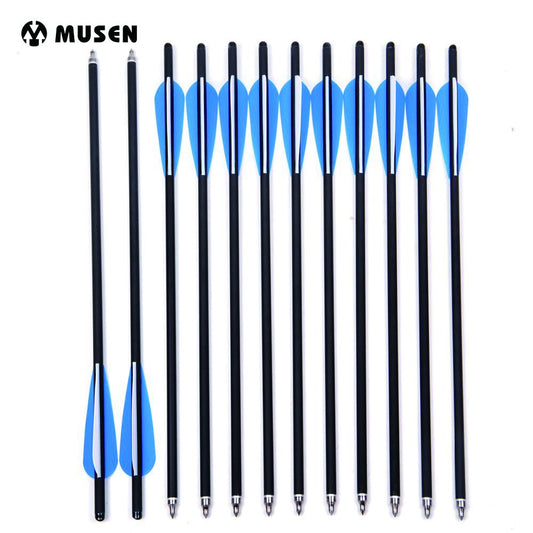 Musen 12Pcs 17 Archery Hunting Crossbow Bolt Carbon Arrow With 4 Vanes Crossbow Arrow Broadheads for Shooting Archery