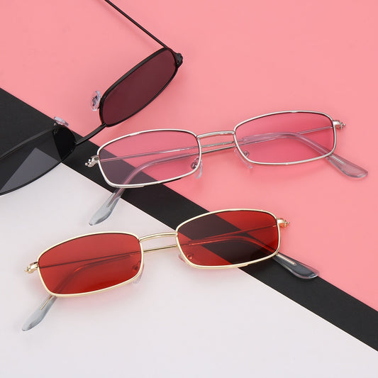 Candy Colors Metal Frame Rectangle Sunglasses Small Retro Shades UV400 Sun Glasses for Men Women Driving Eyewear Summer Goggles