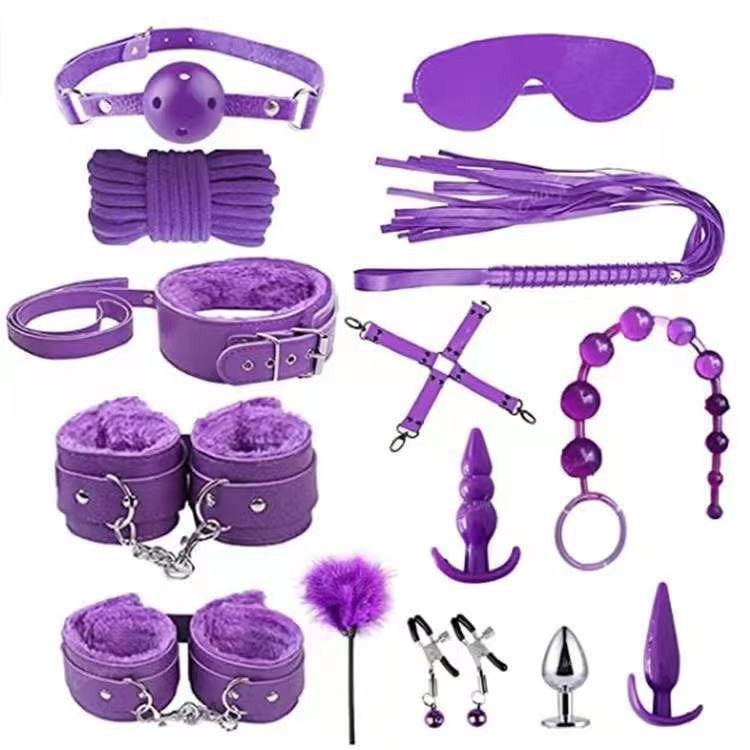 Leather Goods Plush 14-Piece Set Erotic Adult Bondage Rear Anal Plug