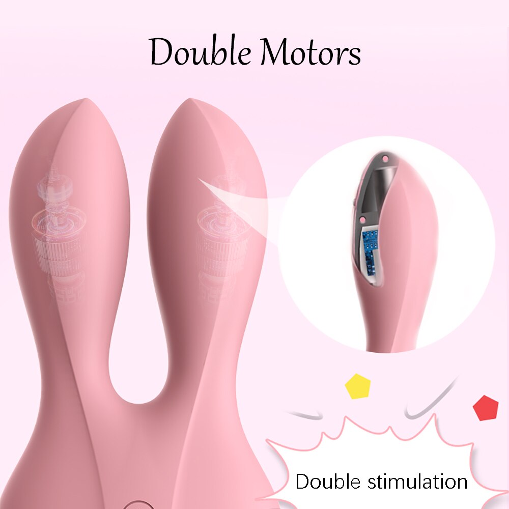 12 Frequency Dual Motor Rabbit Vibrator Sex Shop Vaginal G-spot Massager Electric Shock Female Masturbator Sex Toy for Couples