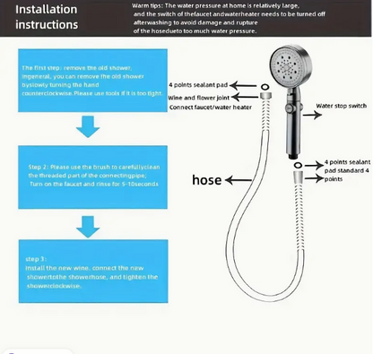 1pc High-Pressure Shower Head, Multi-Functional Hand Held Sprinkler With 5 Modes, 360°Adjustable Detachable Hydro Jet Shower Hea