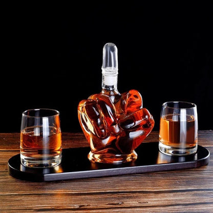 The Wine Savant Middle Finger Decanter Novelty Whiskey & Wine Decanter Set