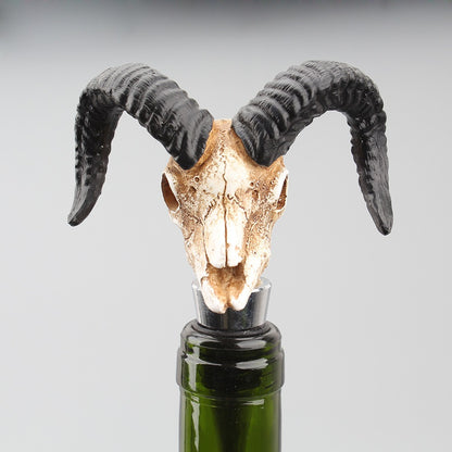 Antelope horn skull wine cork red wine bottle ornament