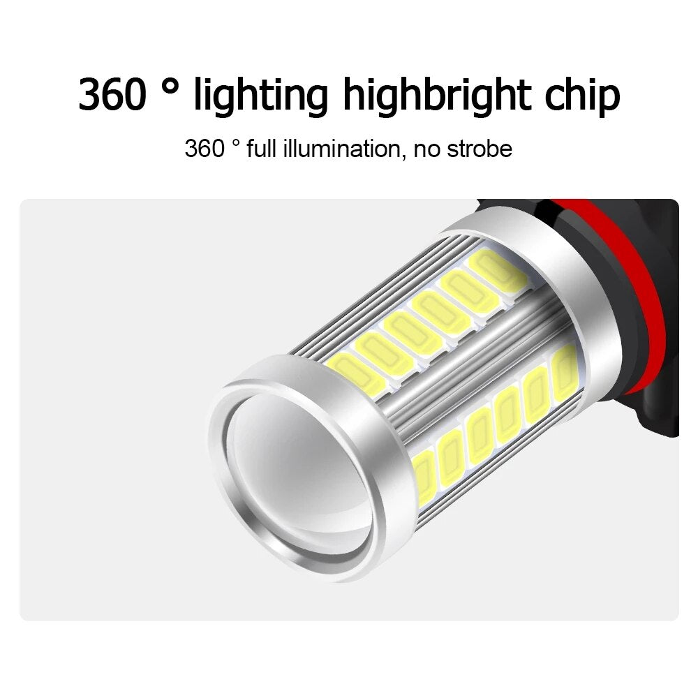 2pcs H8 H11 LED Bulbs HB4 9006 HB3 9005 H16 JP H9 Fog Lights Driving 5730 33SMD Tail Lamp Car Light parking 12V Auto 6000K White