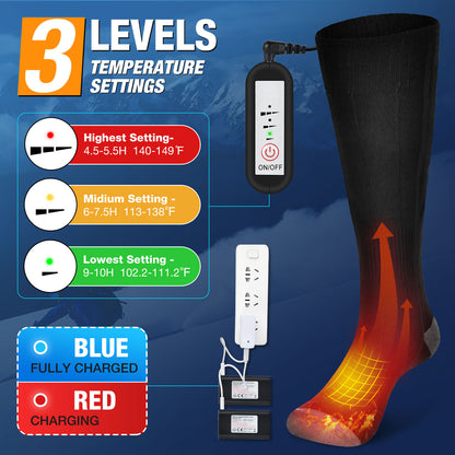 HailiCare Electric Heating Socks Rechargeable Heating Socks Adjustable Temperature Warm Long Tube Electric Heating Socks