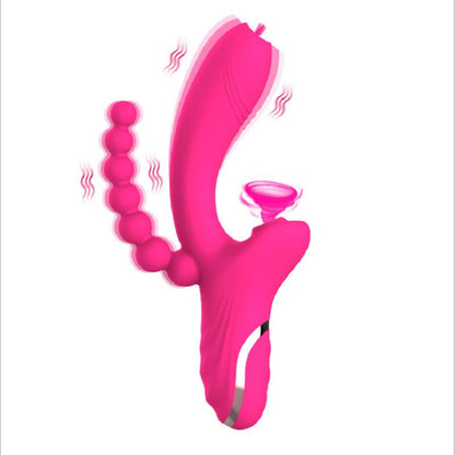 New Rose Vibrator Second-Generation 3-In-1 Tongue Licking And Sucking Vibrator Female Masturbation Sex Double-Headed Stick