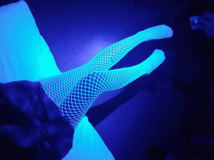 Nightglow net socks are cool, glowing, and fun. Pantyhose, fishing net socks, hollowed out, sexy bar, flirtatious bottom socks