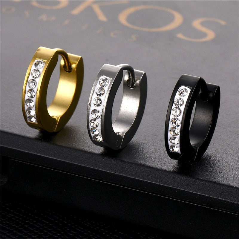 Stainless steel ear buckle jewelry, titanium steel inlaid diamond ear bone buckle earrings