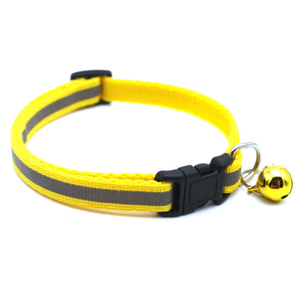 JK Pet Reflective Patch Collar Reflective Cat Dog Collar Bell Collar Pet Luminous Collar