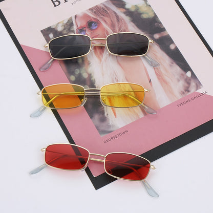 Candy Colors Metal Frame Rectangle Sunglasses Small Retro Shades UV400 Sun Glasses for Men Women Driving Eyewear Summer Goggles