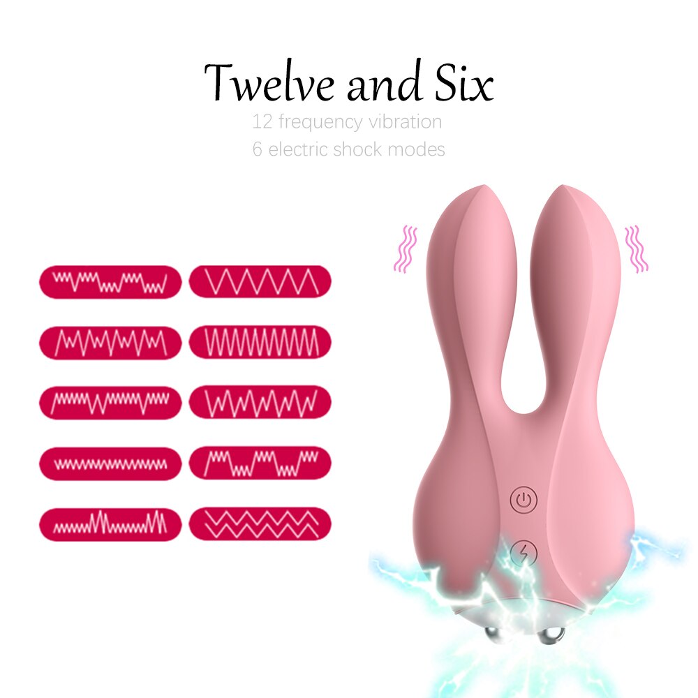 12 Frequency Dual Motor Rabbit Vibrator Sex Shop Vaginal G-spot Massager Electric Shock Female Masturbator Sex Toy for Couples