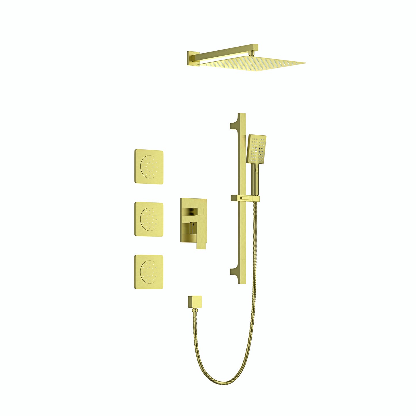 Shower System with Shower Head, Hand Shower Slide Bar  Bodysprays Shower Arm  Hose Valve Trim and Lever Handles