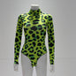 Printed turtleneck long-sleeved leopard print Internet celebrity street personality hot girl bottoming jumpsuit