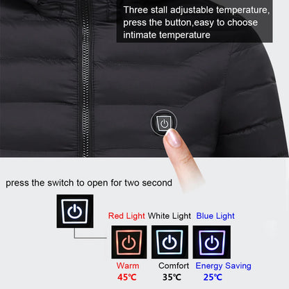 Mens Winter Heated USB Hooded Work Jacket Coats Adjustable Temperature Control Safety Clothing