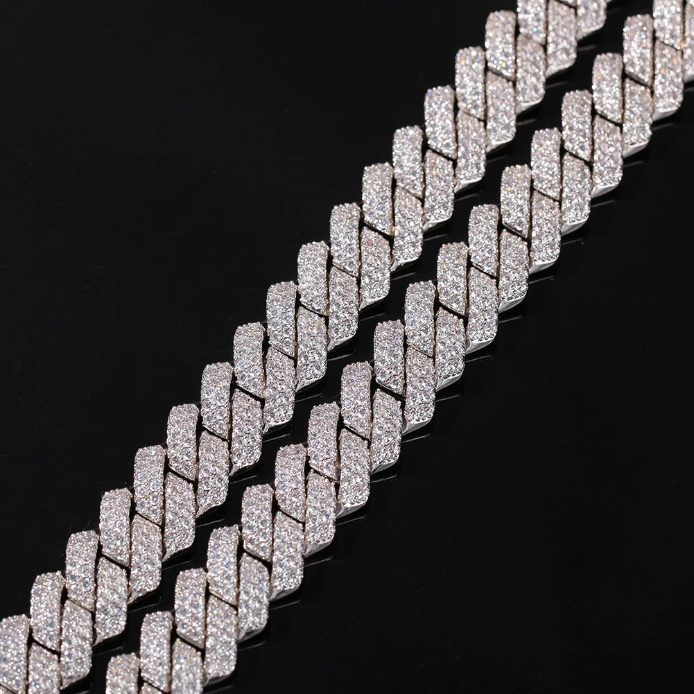 13mm Micro Pave Prong Cuban Chain Necklaces Fashion Hiphop Full Iced Out Cubic Zirconia Jewelry For Men Women